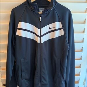 Nike Men's Navy and White Zip-Up Track Jacket